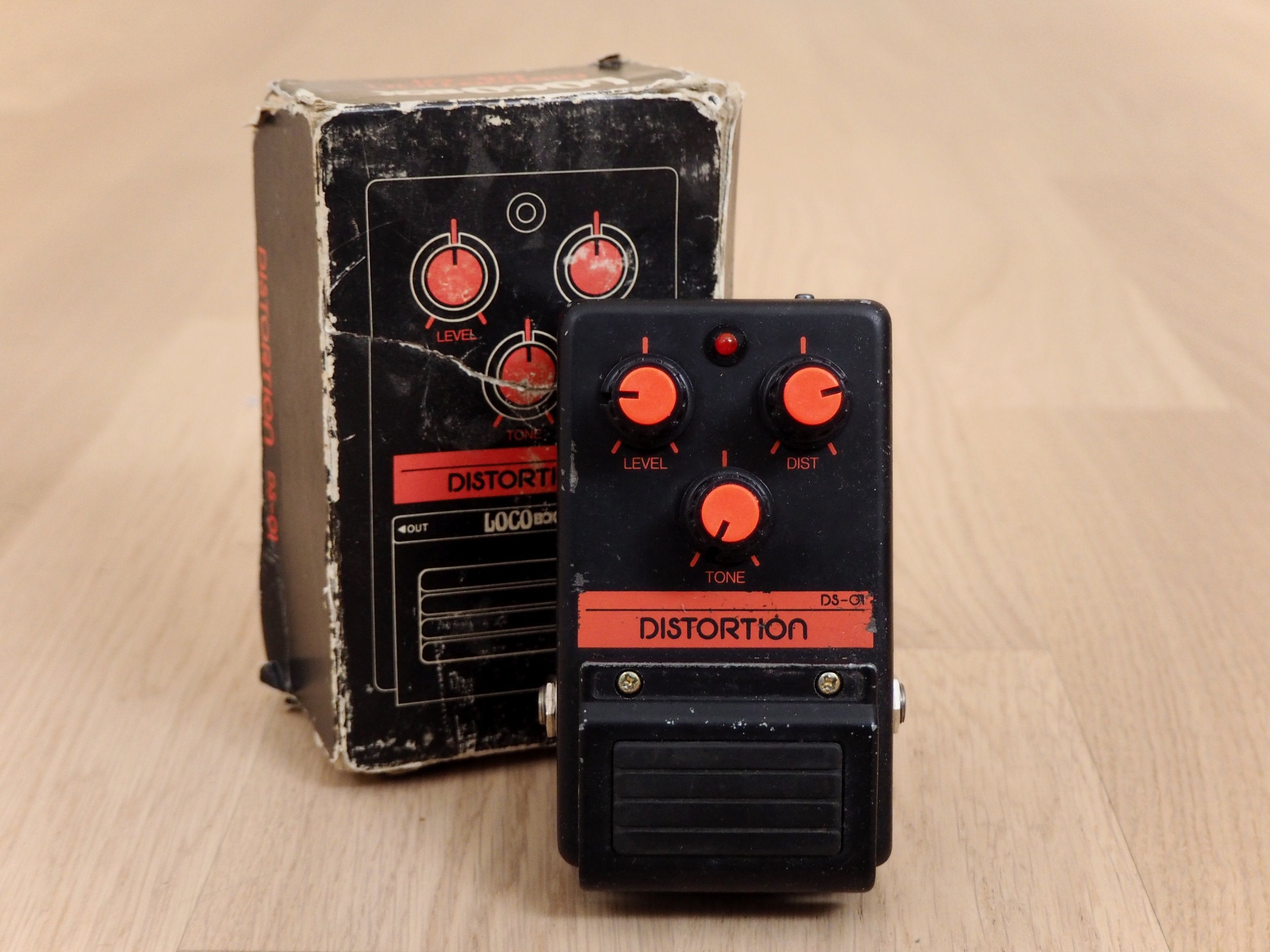 1980s Loco Box Distortion DS-01 Vintage Analog Guitar Effects Pedal w/ Box, Aria Japan