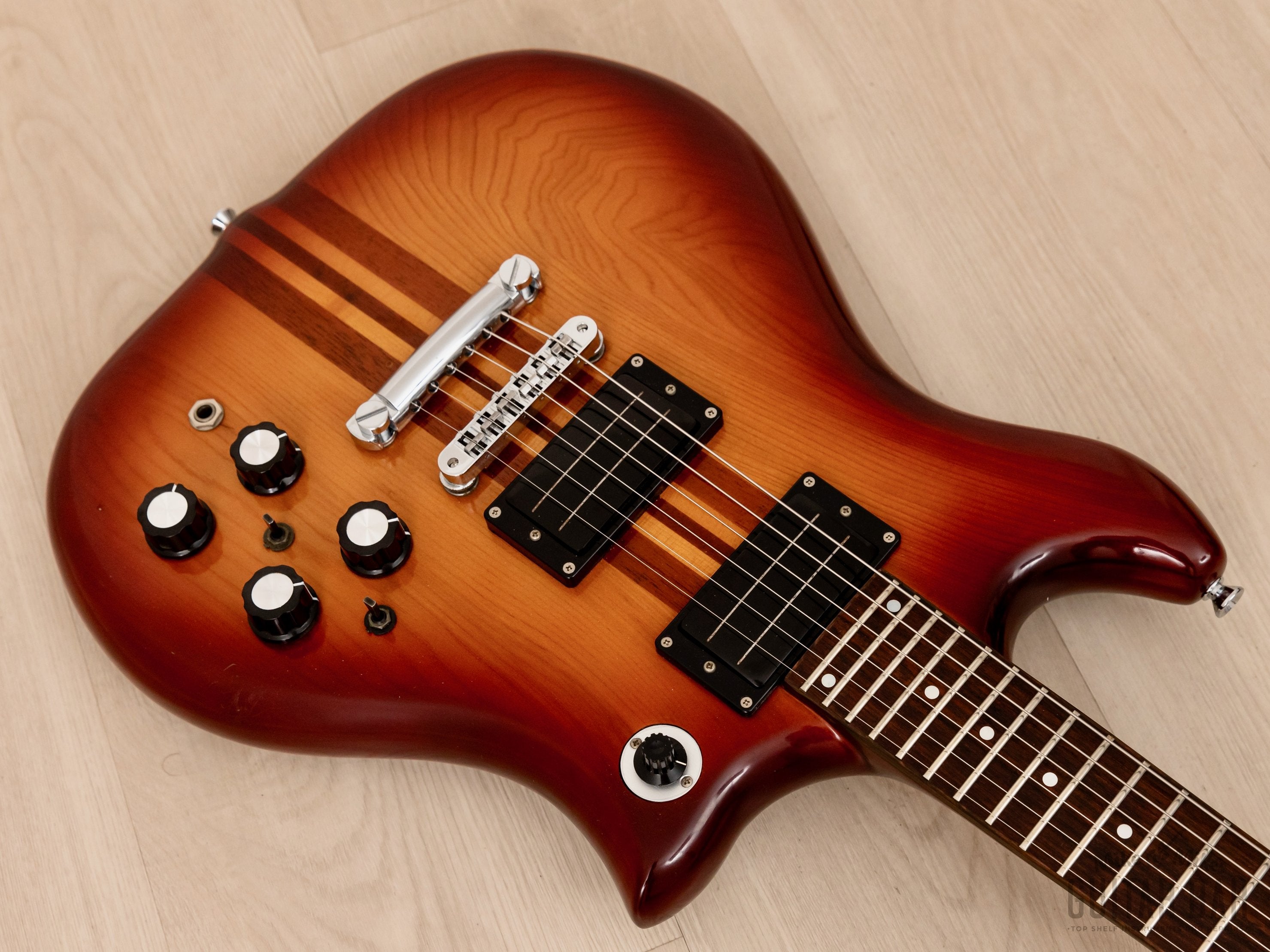 1980s Kawai F-III Vintage Neck Through Guitar Sunburst w/ Case & Active Electronics, Japan